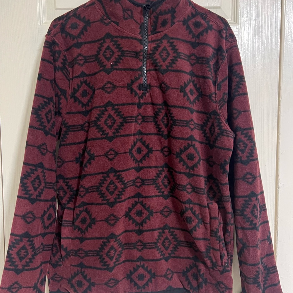 Men's Turtleneck Sweater - Red and Black Pattern